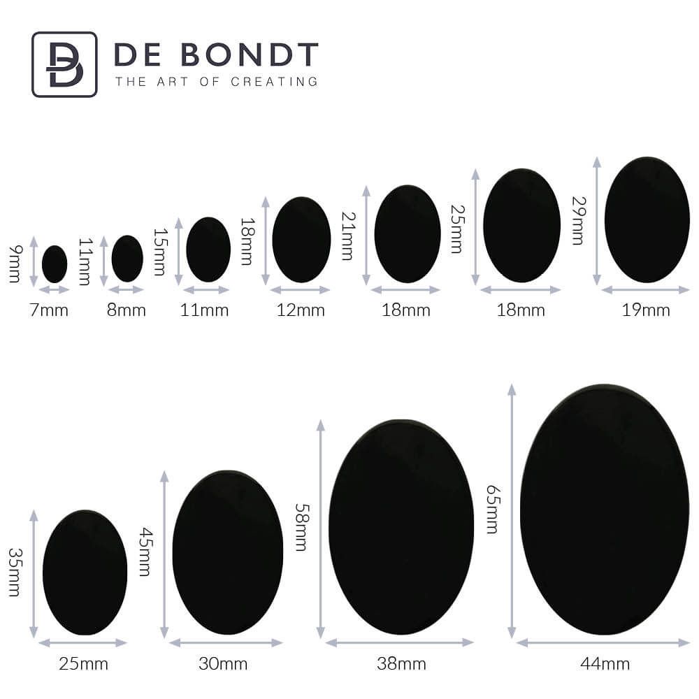 Ojos de seguridad negros, en 18 tamaños diferentes 3 mm a 26 mm